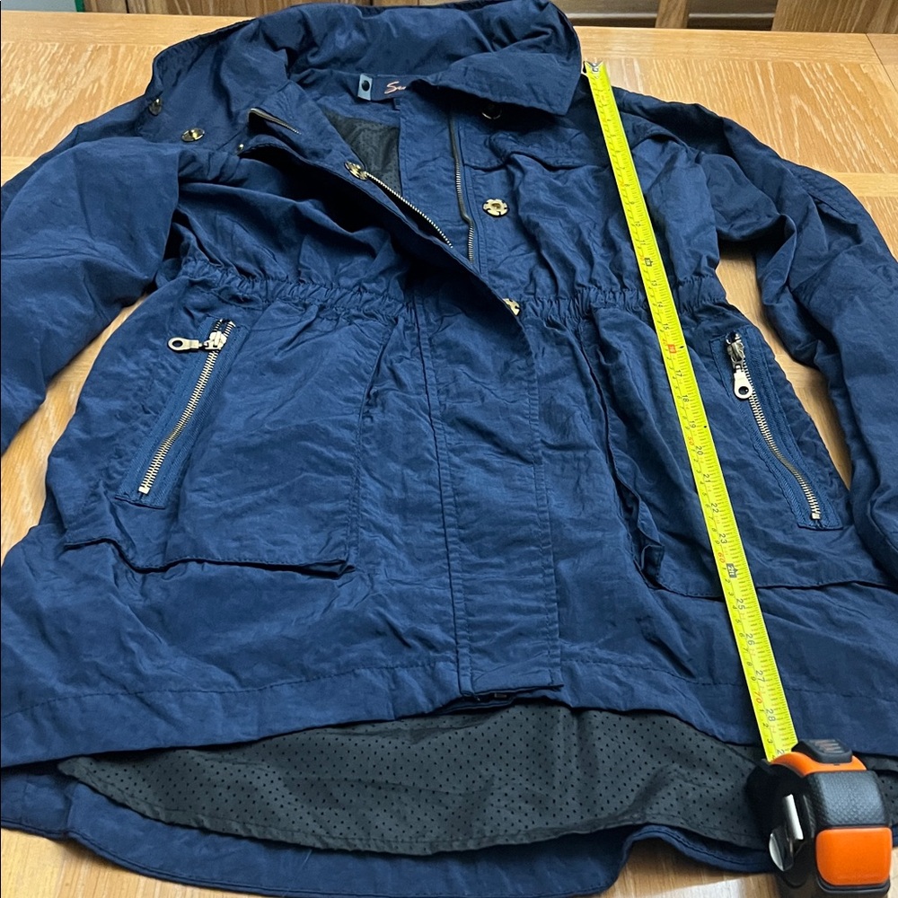 Seven7 Dark Blue Hooded Jacket with Gold Accents